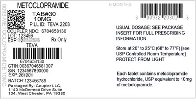 Label (0093 2203 05 Metoclopramide 10mg 67046 581 30)